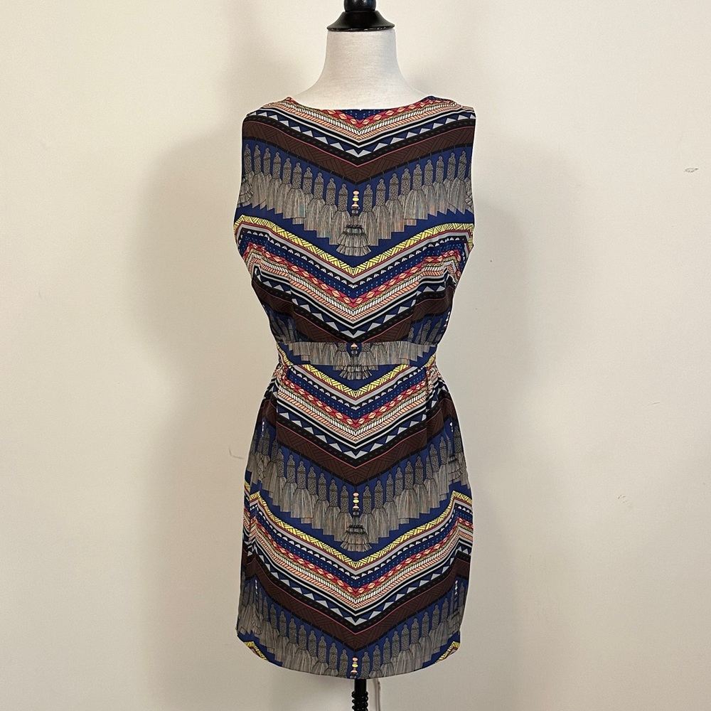 Mara Hoffman Multicolor Chevron Mini Dress with Open Back 8-10